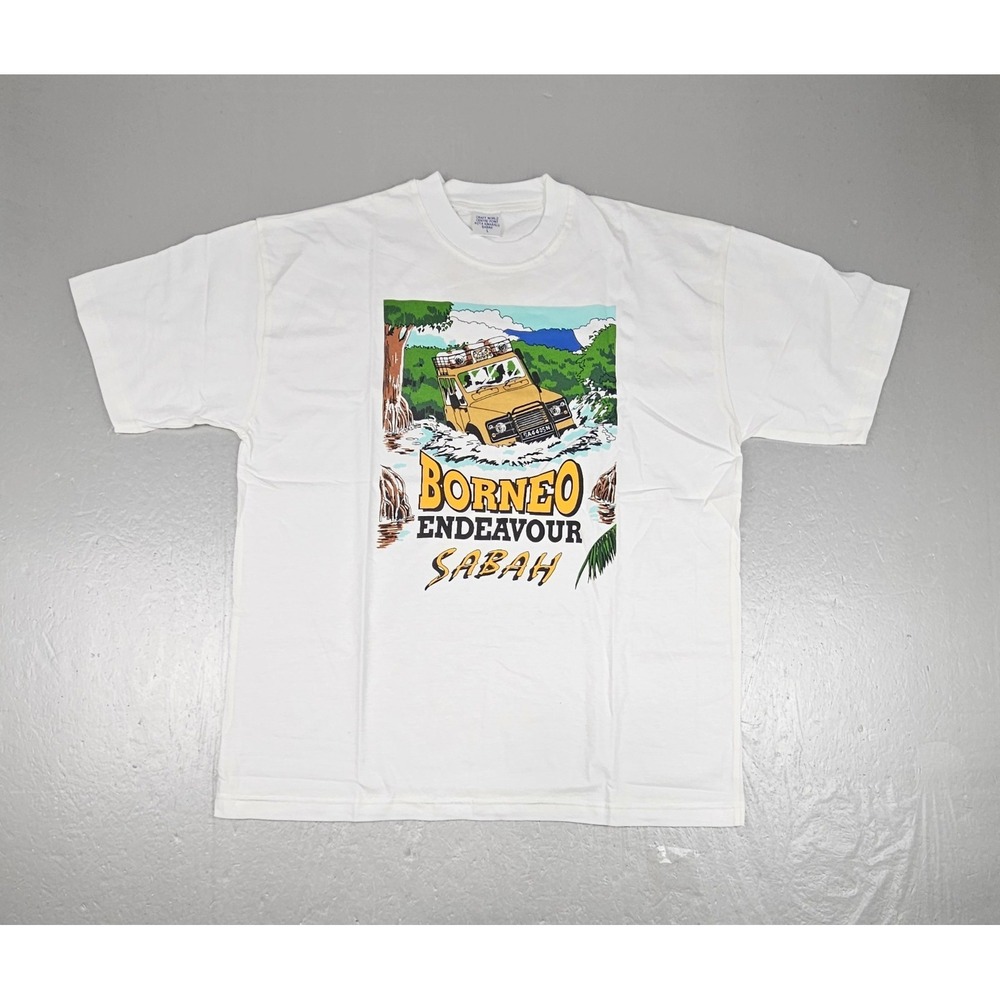 Vintage Auto T-Shirt Mens Large Land Rover Borneo Endeavour Sabah Offroad Safari